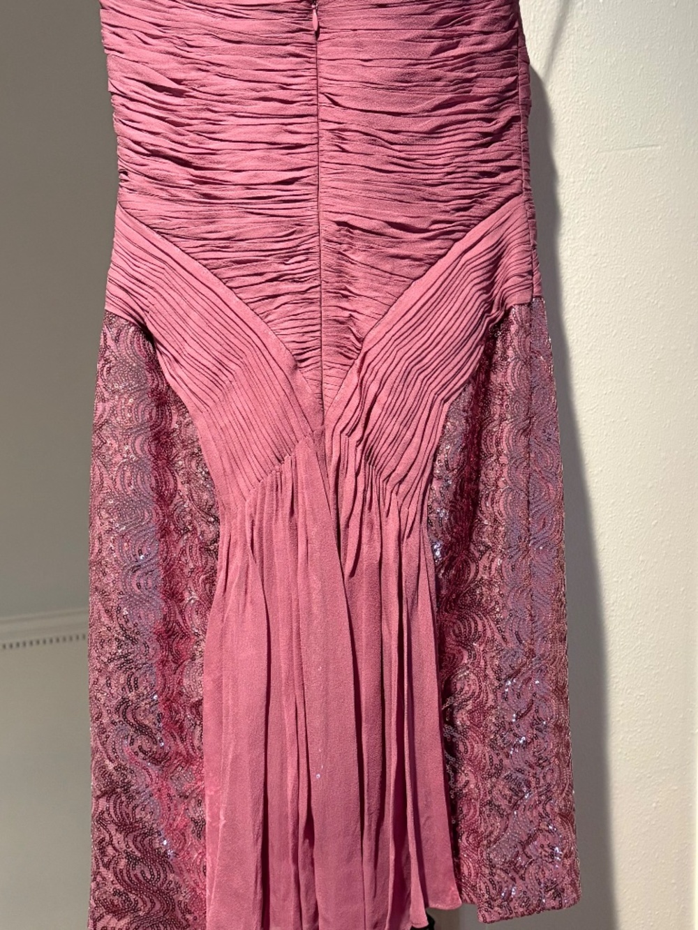 Vicky Tiel Strapless Sweetheart Rose Sequin Pleated Sheath Dress 8 - Picture 6 of 10